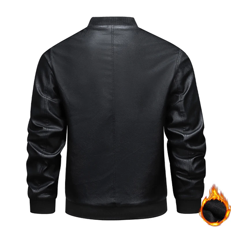 2025 جديد سميكة الدافئة الرجال سترة جلدية عادية في الهواء الطلق يندبروف معطف جلد سميكة الكلاسيكية بلون سترة ملابس رجالي