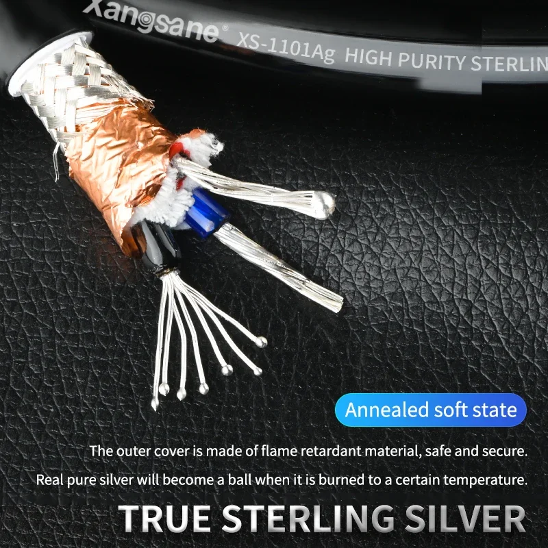 Hi-end Pure Silver Power Cord 3 Core * 2.5mm² HiFi Audio Amplifier AC Power Cable Bulk Power Extension Cables