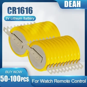 Lithiumbatterie mit Uhrenlöt Fußrechner, Münzzellenknopf, 180 Grad, CR1616, 50-100pcs, 50mah, 3V 10 Hauptverkauf Batterie 50mah - №10