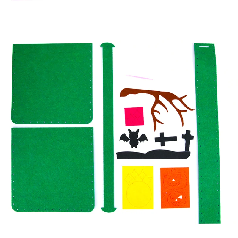 Hand Sewn Halloween Trick or Treat Tote Bags Kids DIY Crafts Kits Sewing Non-Woven Candy Basket Bags Toys Gifts for Children