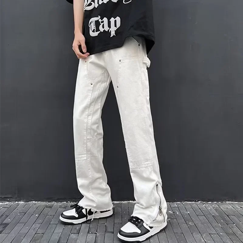 

2024 Y2K Streetwear Ankle Zipper Black Baggy Cargo Jeans Pants For Men Clothing Straight Women Casual Long Trousers Ropa Hombre