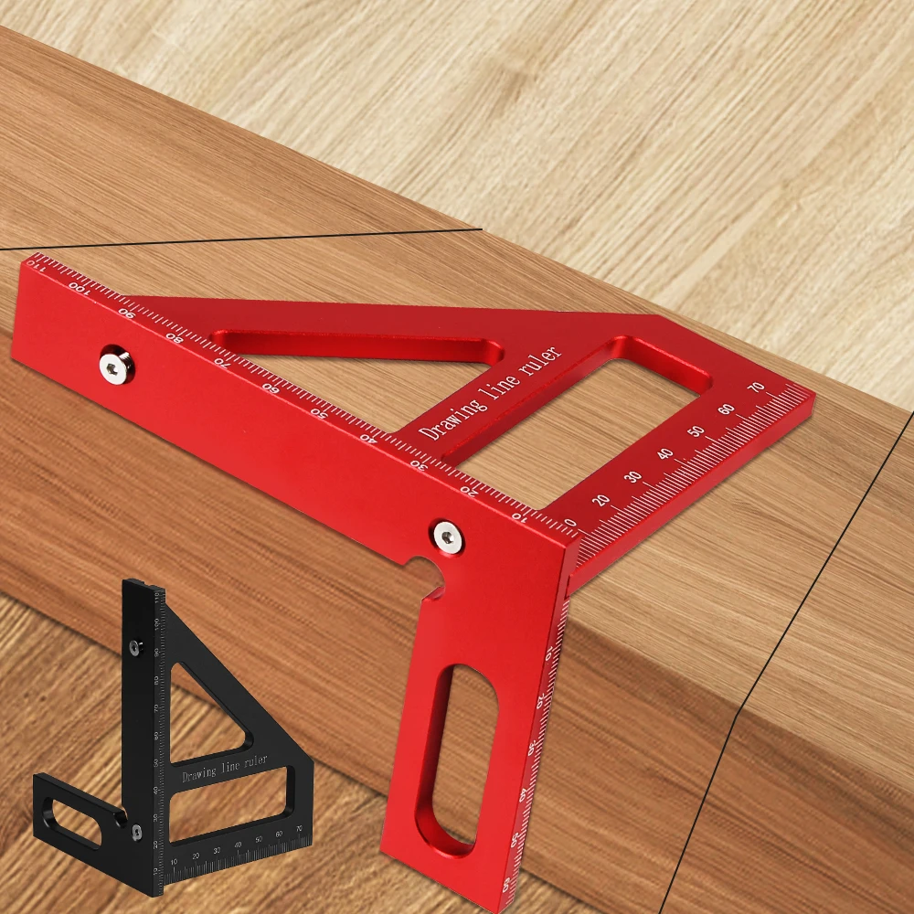 

Aluminum Alloy Miter Triangle Ruler 45/90 Degree 3D Multi Angle Measuring Ruler Woodworking Square Protractor