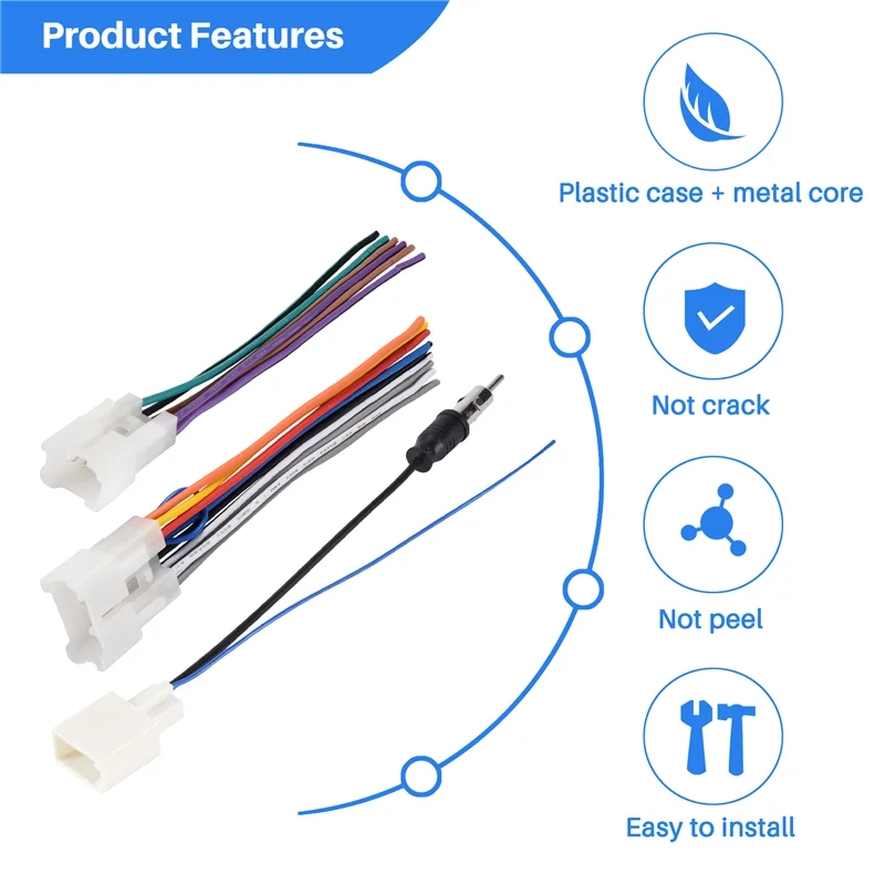 Pop Car Stereo CD DVD Wiring Harness For TOYOTA With Antenna Adapter Cable
