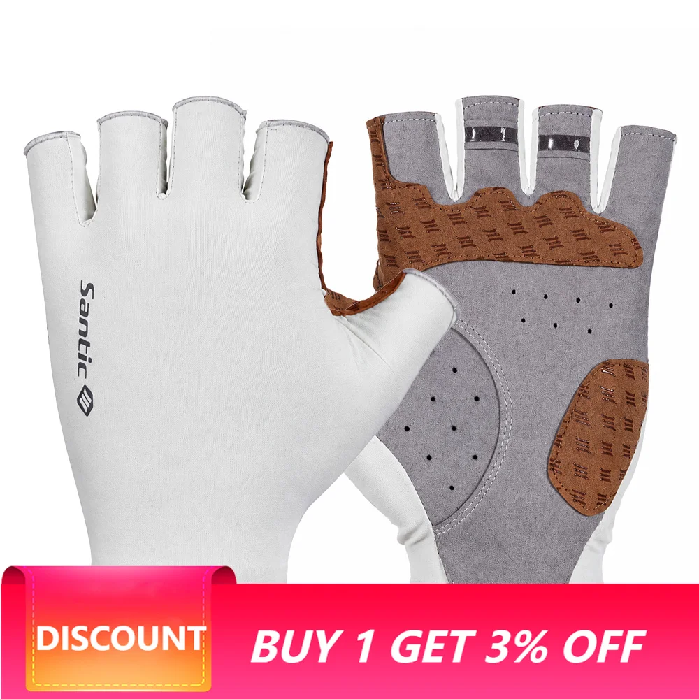 Santic New Cycling Gloves Touch Cool  Breathable Half Finger Cycling Gloves Shock Absorbing Non-Slip Biking Gloves TZ26P237