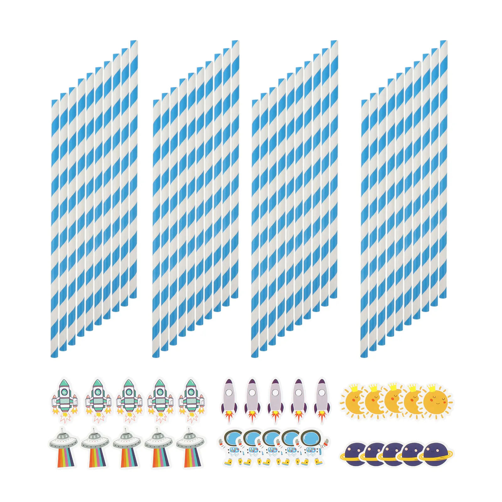 

40 pcs Space Blue Straws Party Supplies Durable Paper Drink Straws Milk Tea Coffee Alcohol Suitable Thick Strong Kitchen Bar