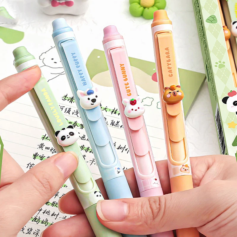 15pcs/set Press Erasable Pen Animal Park/bow Love/space Astronaut Series Gel Pen Core, Blue Ink 0.5mm School Cute Stationery
