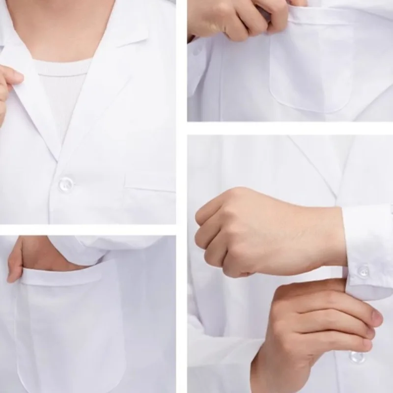 Witte Lab Coating Arts Werkuniform Apotheek Laboratorium Ziekenhuis Student Experimenteel Pak Mannen Vrouwen Lange Mouw Kwaliteit