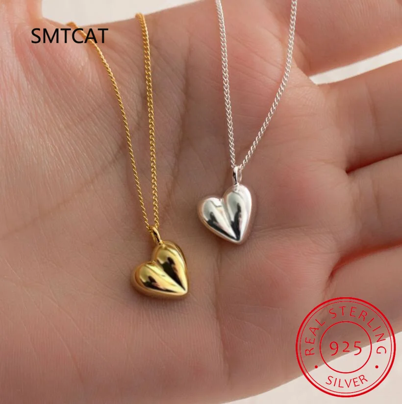 Girls 925 Sterling Silver Heart Pendant Love Necklace For Women Daugther Girl Birthday Gift Fine Jewelry DS4155