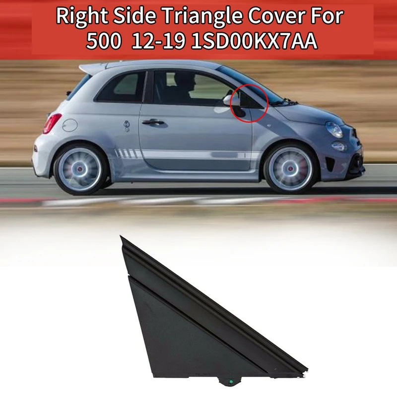 Car Door Mirror Flag Cover Molding Triangle Cover For FIAT 500 12-19