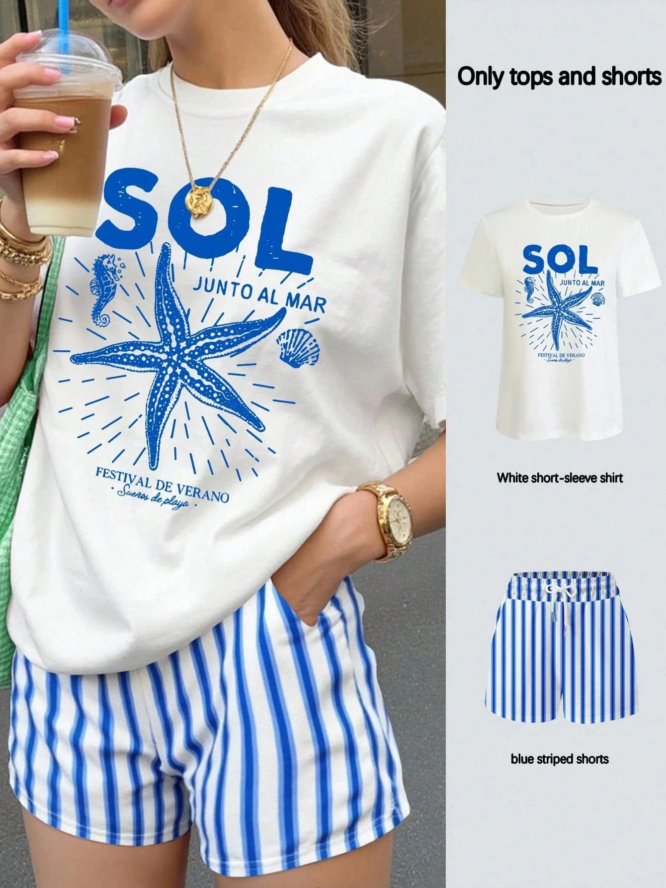 

25/26 New Summer American Street Trendy Hot Girl Ins Style Jersey Element T-shirt Set Casual Adult Oversized Women's Top Shorts