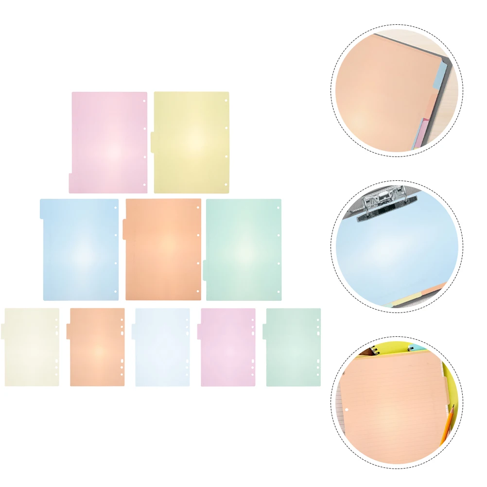 

1 Set Multi-Color Binder Dividers Tabs Plastic Paper Pages For Notebooks Reports Journal Presentations Loose-Leaf Index Boards