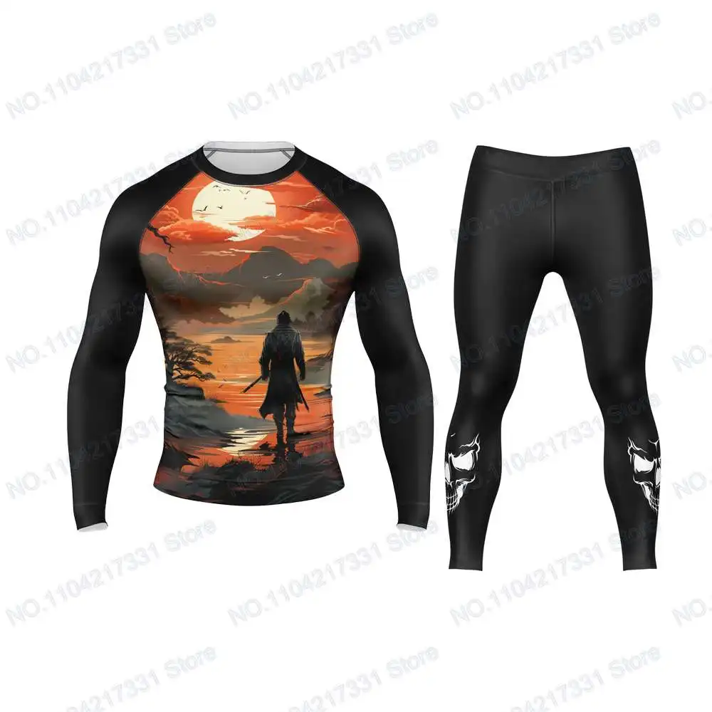 T-shirt The Lost Warrior Short Surfing Jersey Beach Swimwear Diving Gym pantaloni a maniche lunghe MMA BJJ Men Jiu Jitsu Fitness Sets