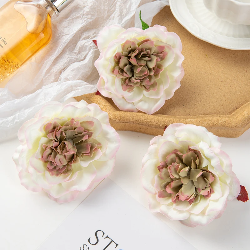 10PC Künstliche Blumen Wohnkultur Hochzeit Garten Rose Bogen Candy Box Kuchen Material Seide Dahlias Gefälschte Pfingstrose Weihnachten Girlande