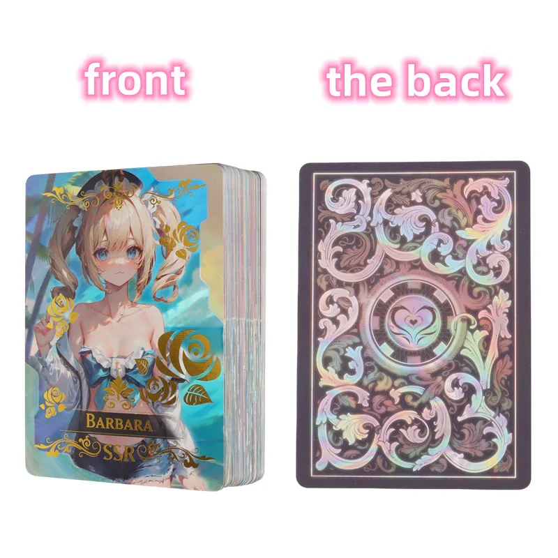 55Pcs Goddess Story Card Holographic Golden Letter All Shiny Anime Sexy Swimwear Girl Collection Card Ayaka Nezuko Magician Girl