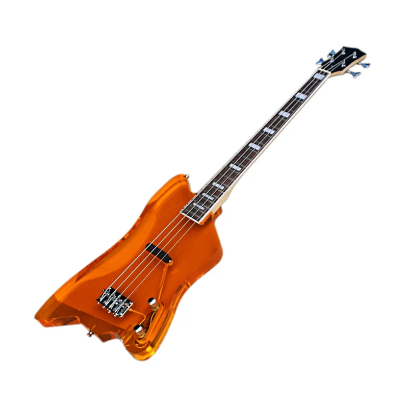 

STLF Flyoung High Quality Orange Acrylic Electric Guitar 4 Strings Bass Rosewood Fretboard