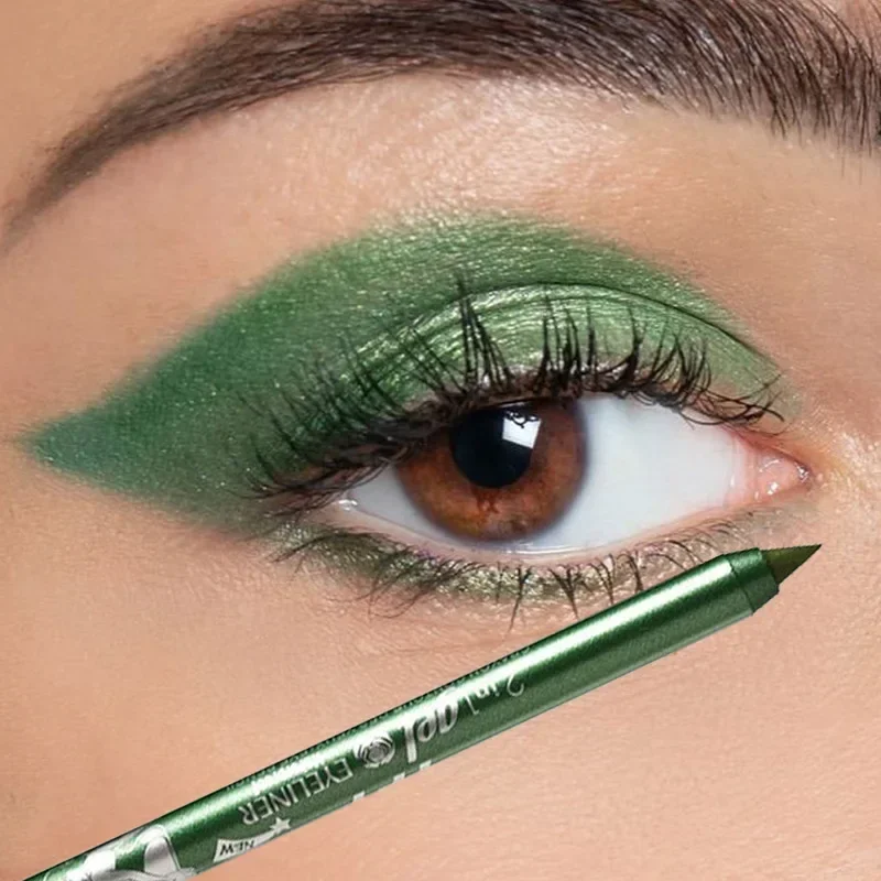 Delineador de ojos mate 2 en 1, lápiz delineador de labios resistente al agua, brillo duradero, No florece, fácil de usar, sombra de ojos negra y verde, cosméticos de maquillaje