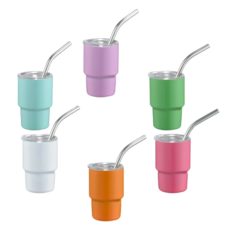 

6/10pcs Stainless Steel Car Cup With Straw Travel Mug for Home, Office or Car Dropship