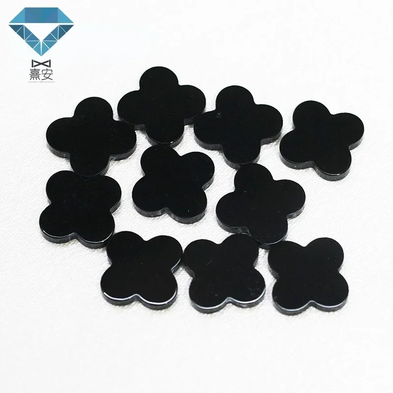 10pcs/pack Natural Four-leaf Clover Black Agate White Shell Natural Malachite Loose Stone Four-leaf Clover XIAN Gems