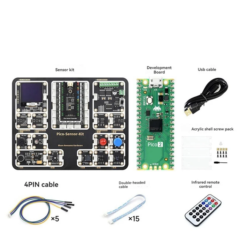 

Превосходный комплект датчиков Raspberry Pi Pico 2, макетная плата RP2350, микроконтроллер ARM Cortex-M33, материнская плата Hazard3 RISC-V