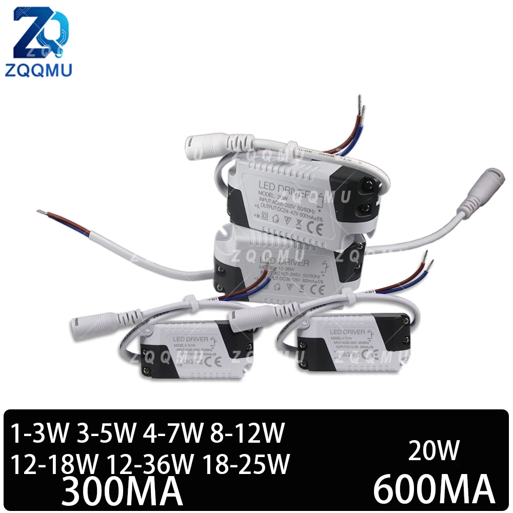 LED Driver 1-3W 3-5W 4-7W 8-12W 12-18W 12-36W 18-25W 20W Constant Current AC DC Power Supply Transformer Strip Ceiling Downlight