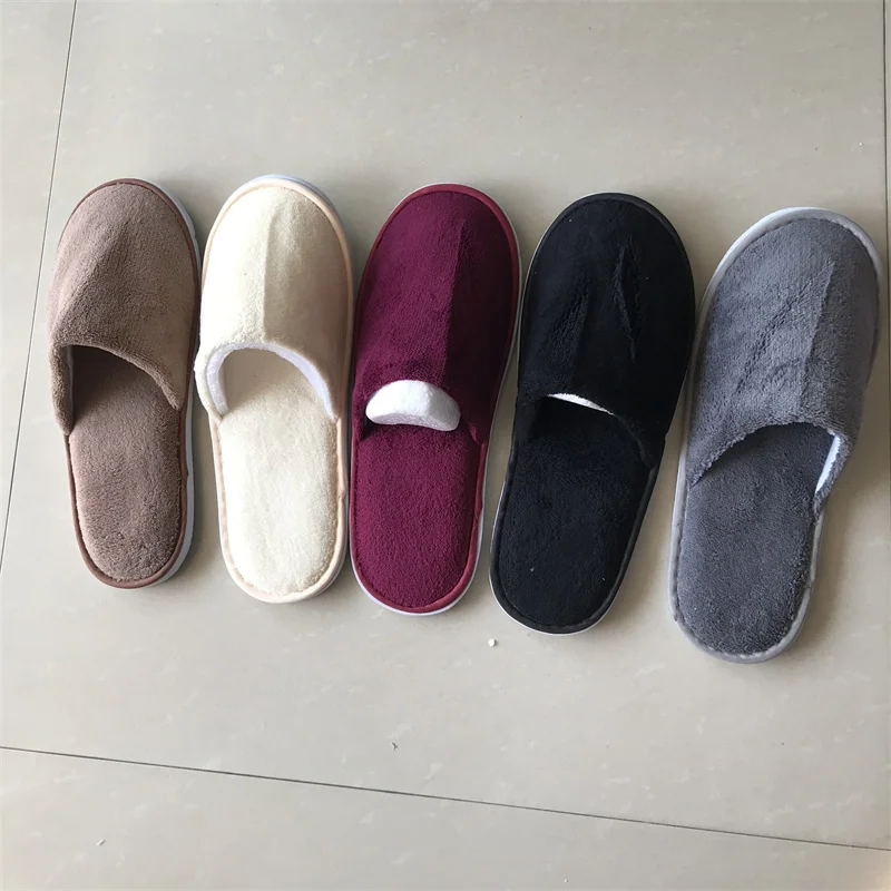 5 Pairs Mix Colors Men Women Disposable Hotel Slippers Cotton Home Travel SPA Guest Slipper Hospitality Cheap Slides Footwear