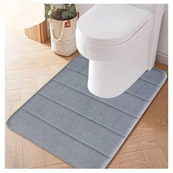 1pc New Washroom Toilet Foot Mat U-Shaped Floor Mat Waterproof Pad Bathroom Water Absorption Anti-Skid Pad