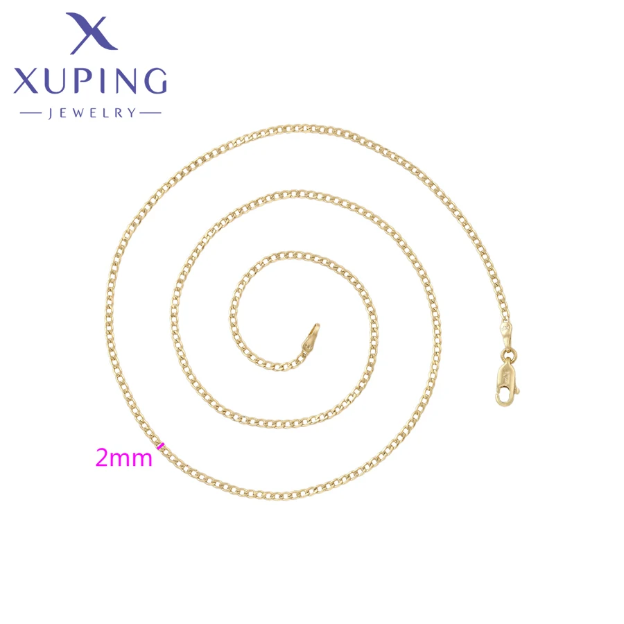 Xuping Jewelry New Arrival Simple 49cm Copper Chain Pendant Necklace of Light Gold Color Women Exquisite Gift X000687197