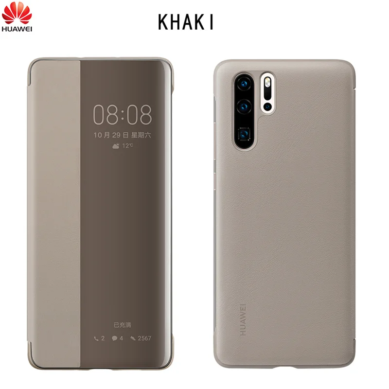 화웨이 P30/P30 Pro 케이스 용 기존 전화 케이스 스마트 뷰 창 가죽 보호 플립 케이스 커버 Funda