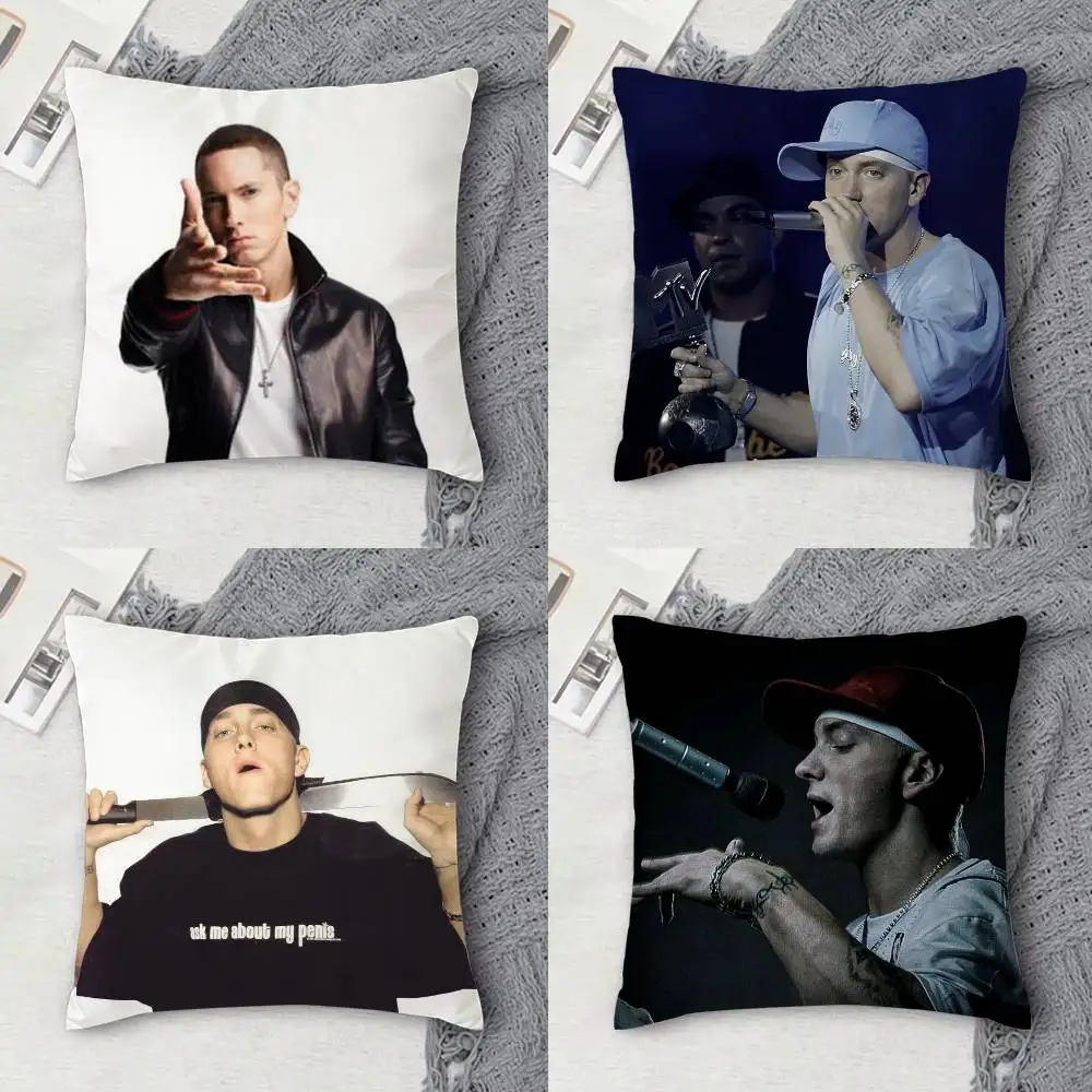 

H-Hot Sale Eminem Rap God Double-sided Printed Square Decorative Cushion Cover for Sofa Living Room Home Decor