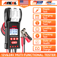ANCEL BST600 with Printer Car Battery Tester 12V/24V 100-2000CCA Battery Temperature Load Tester Cranking Charging System Test 
