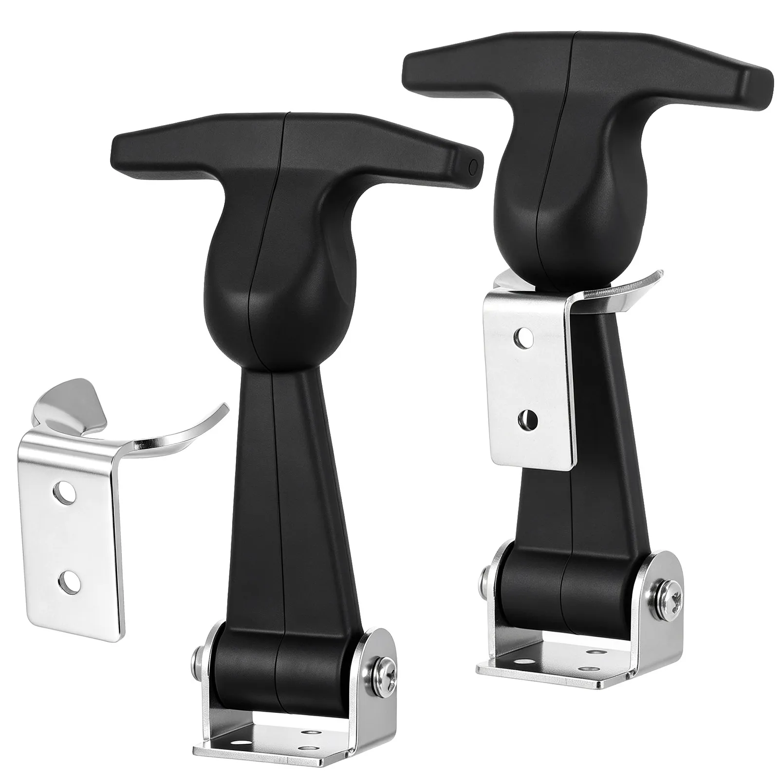 2Pcs Stainless Steel Rubber Draw Latch Flexible T Handle Latches for Tool Box Vehicle Engine Cooler Hood Cargo Box