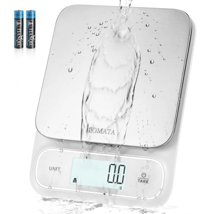 

Waterproof IPX6 Kitchen Scale, 0.1 g/0.01 oz High Precision, 5 kg/11 lbs, Digital Scale with Backlight, Stainless Steel Weighin