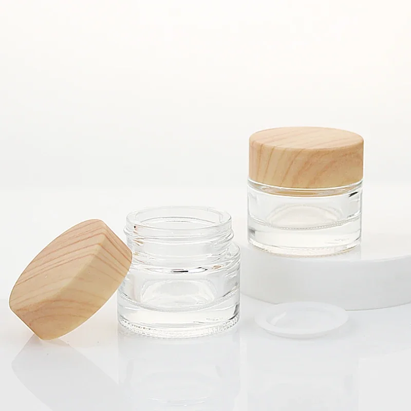 10/24 pces 10ml frasco vazio de vidro transparente recipiente cosmético portátil com tampa interna para creme facial bálsamo labial garrafas recarregáveis