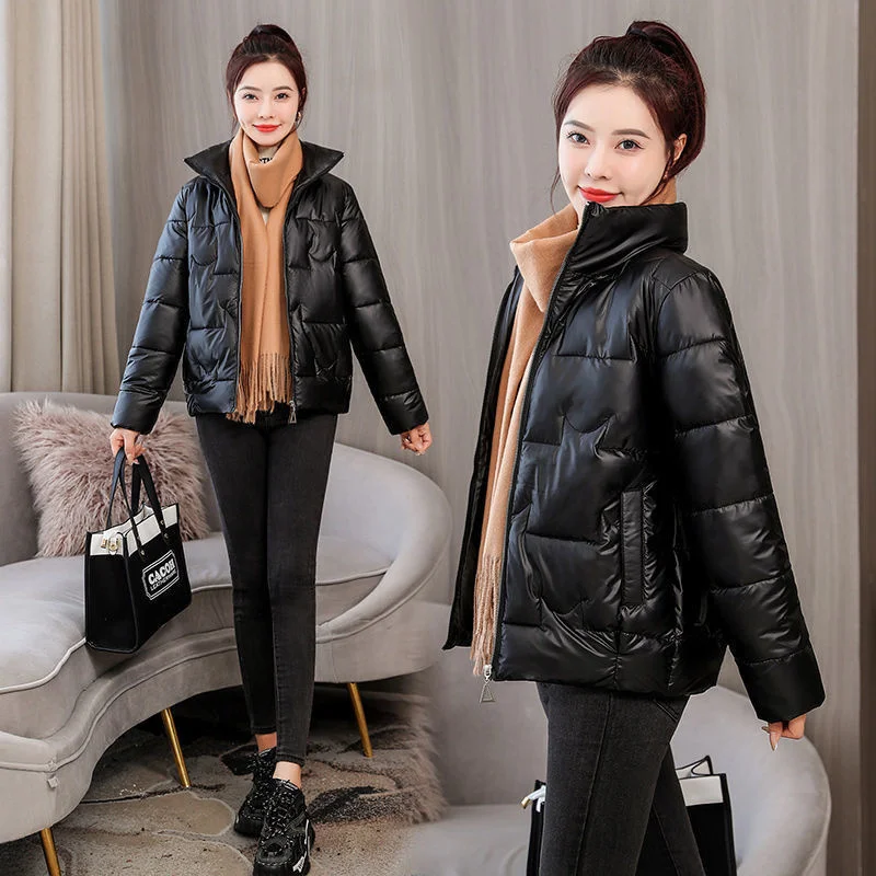 Winter Fashion Glossy Women\'s Jacket New Cotton Padded Loose Short Thick Warm Casual Parka Women\'s Coat Winter Clothes Women