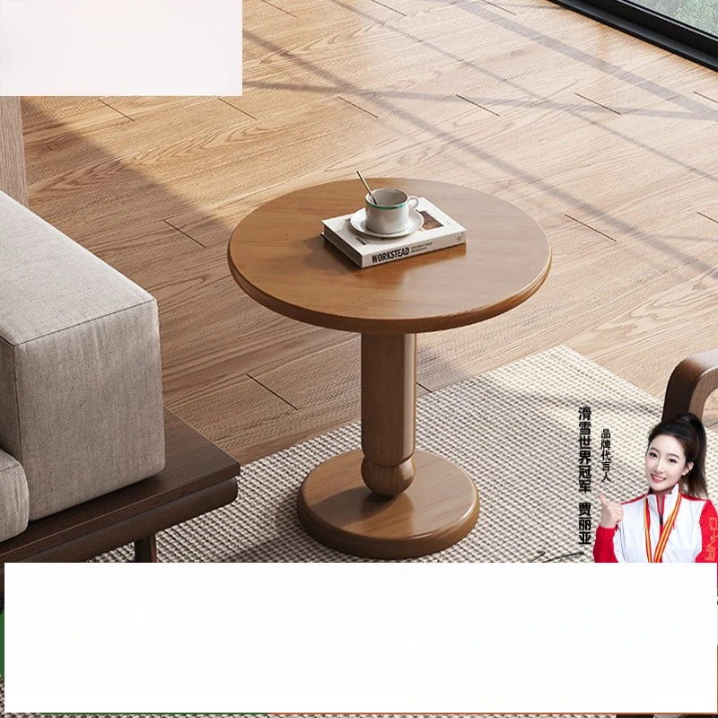 

Nordic solid wood wabi-**** wind small coffee table household small apartment round small table living room coffee table sofa si