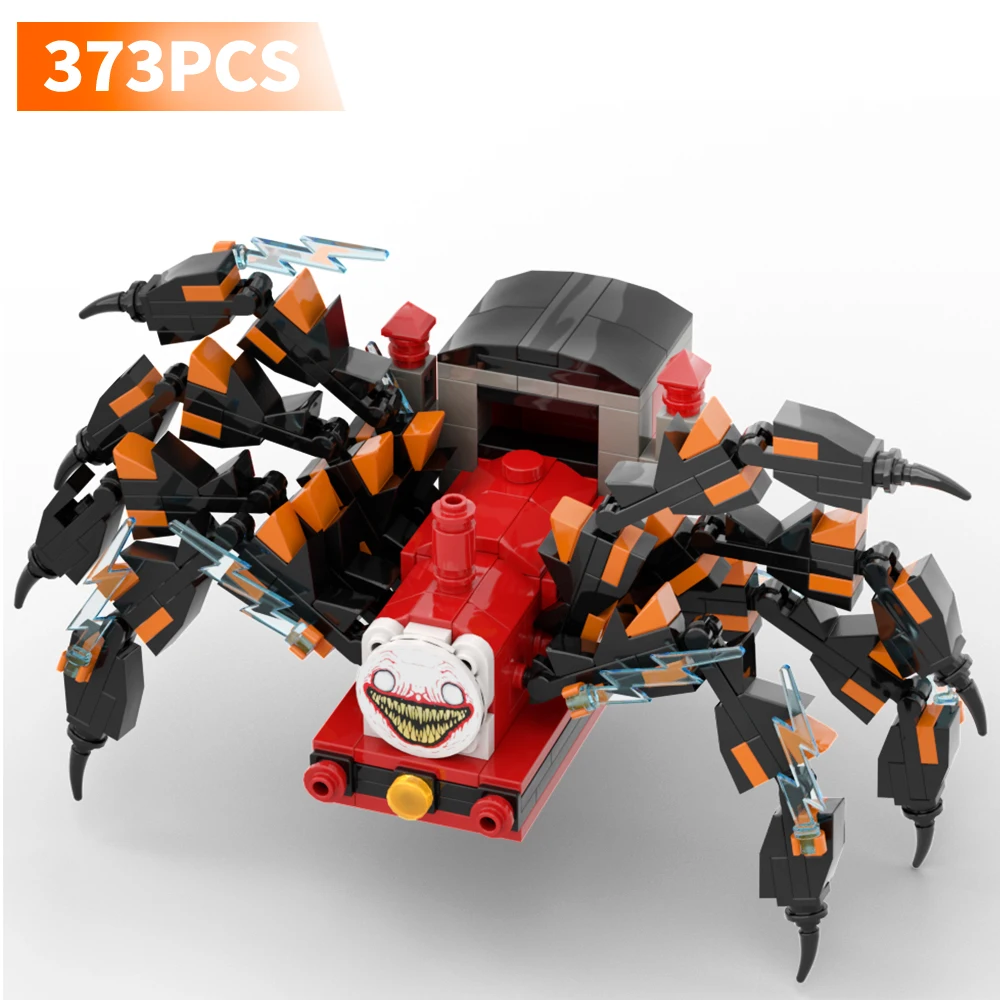 Bloques de Construcción MOC Choo-Choos, Personajes de Dibujos Animados, Tren de Arañas Demoníacas, Ladrillos de Monstruos, Juguetes para Cumpleaños y Halloween