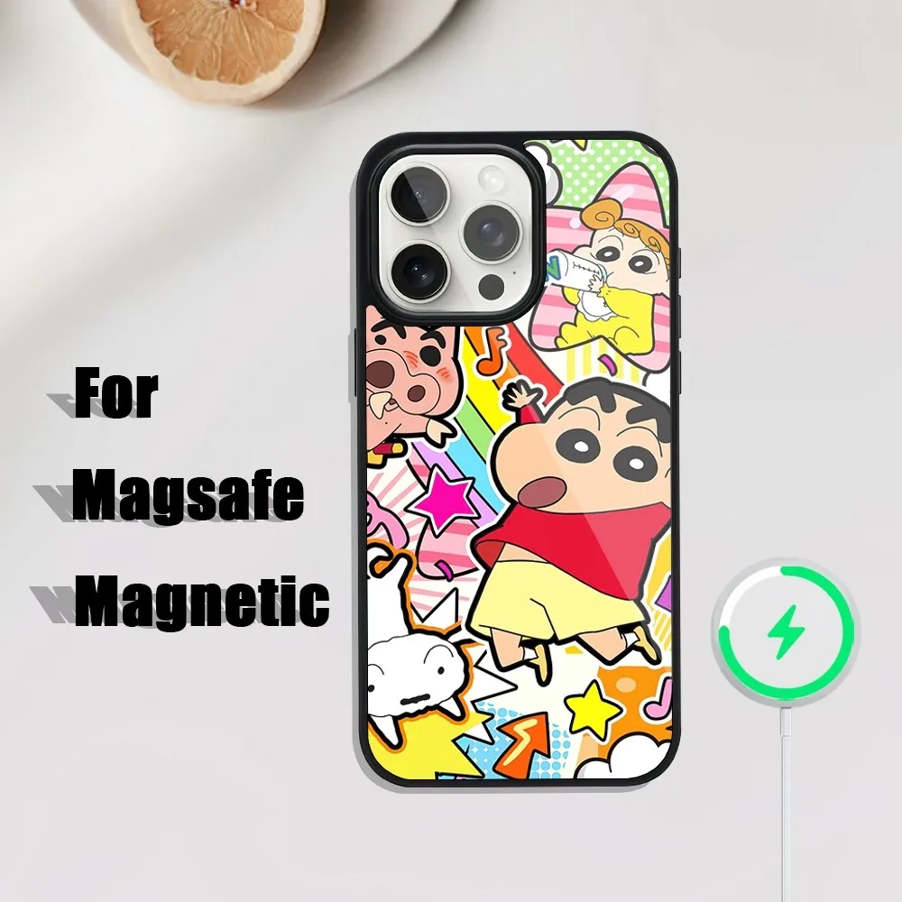 Anime C-Crayon-S-Shin-chan Cute Phone Case For iphone Pro 11 Max 13 12 14 Mini 15 Plus Magsafe Magnetic Wireless Charging Shell