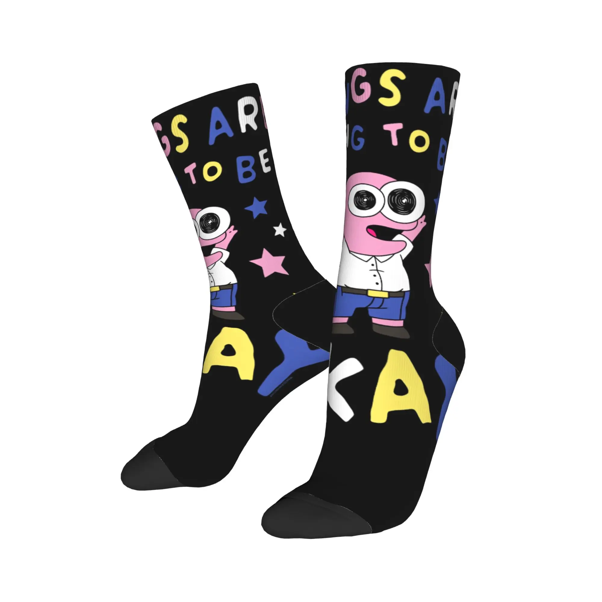 ถุงเท้าลายเพื่อนซิมป์ ถุงเท้าตลก ถุงเท้าผู้ชายคุณภาพสูง ถุงเท้าวิ่งฤดูหนาว ลายพิมพ์กันลื่น ของขวัญ