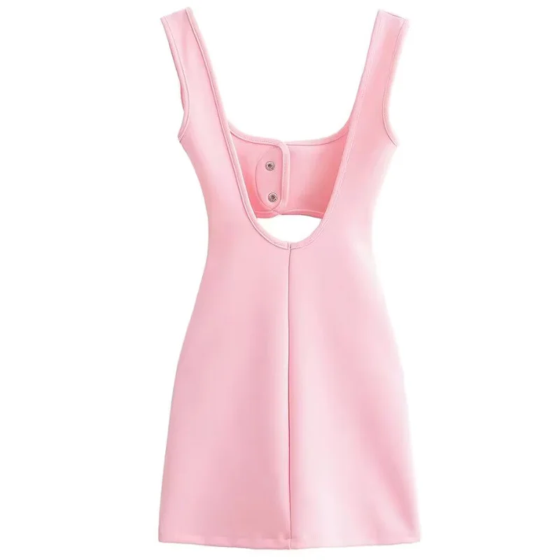 HXAO 2025 Womens Dresses Bodycon Slip Dress Summer Elegant Corset Solid Backless Dresses Cut Out Short Dresses Chic Vestidos 066