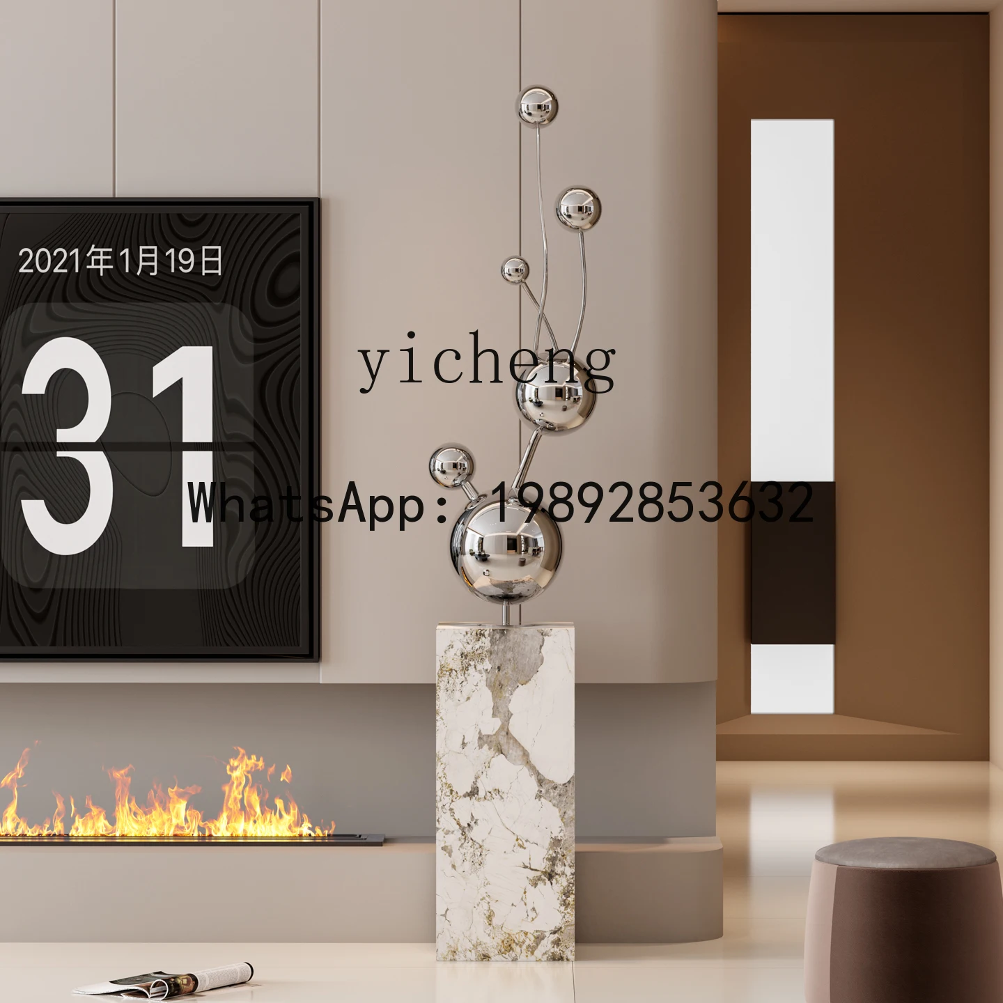 X6   light luxury metal floor ornament modern art TV cabinet exhibition hall hotel model room decoration