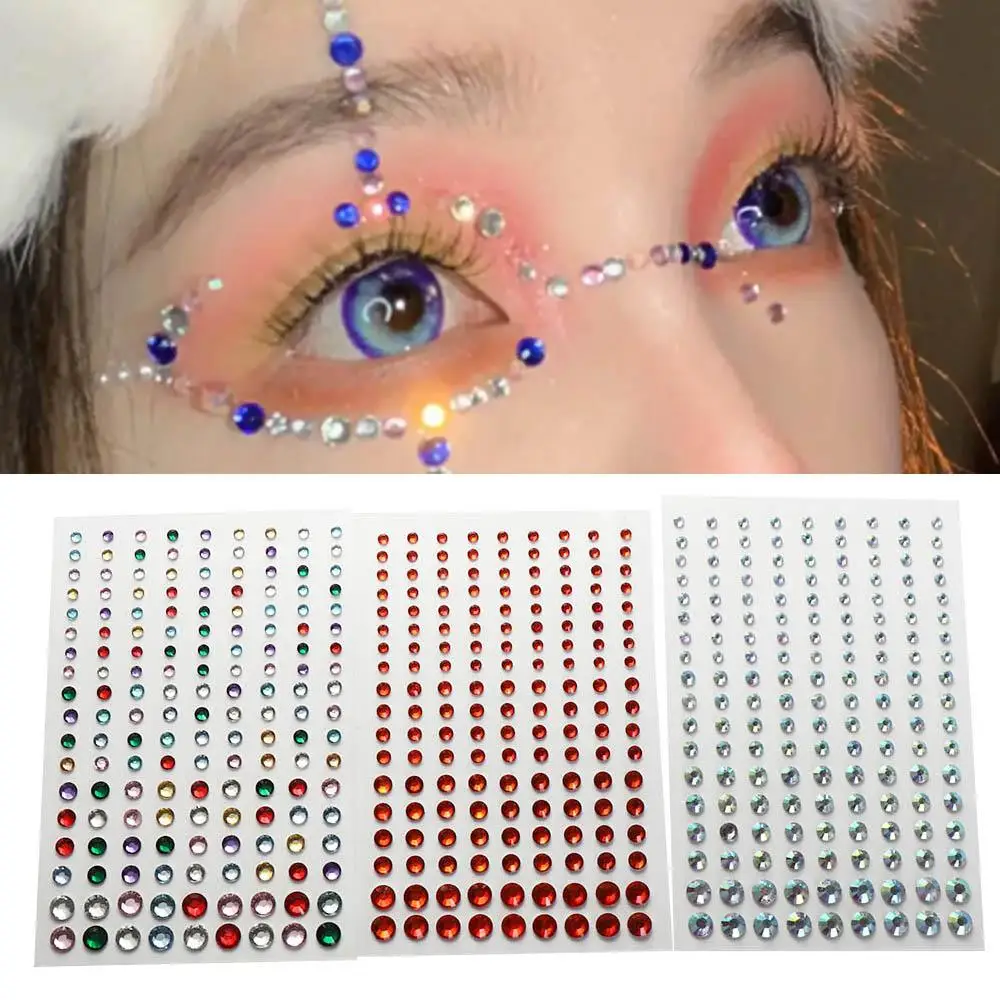장식 DIY 얼굴 보석 스티커 얼굴 문신 스티커 아이 라이너 다이아몬드 데칼 얼굴 라인 석 스티커 바디 컬러 다이아몬드