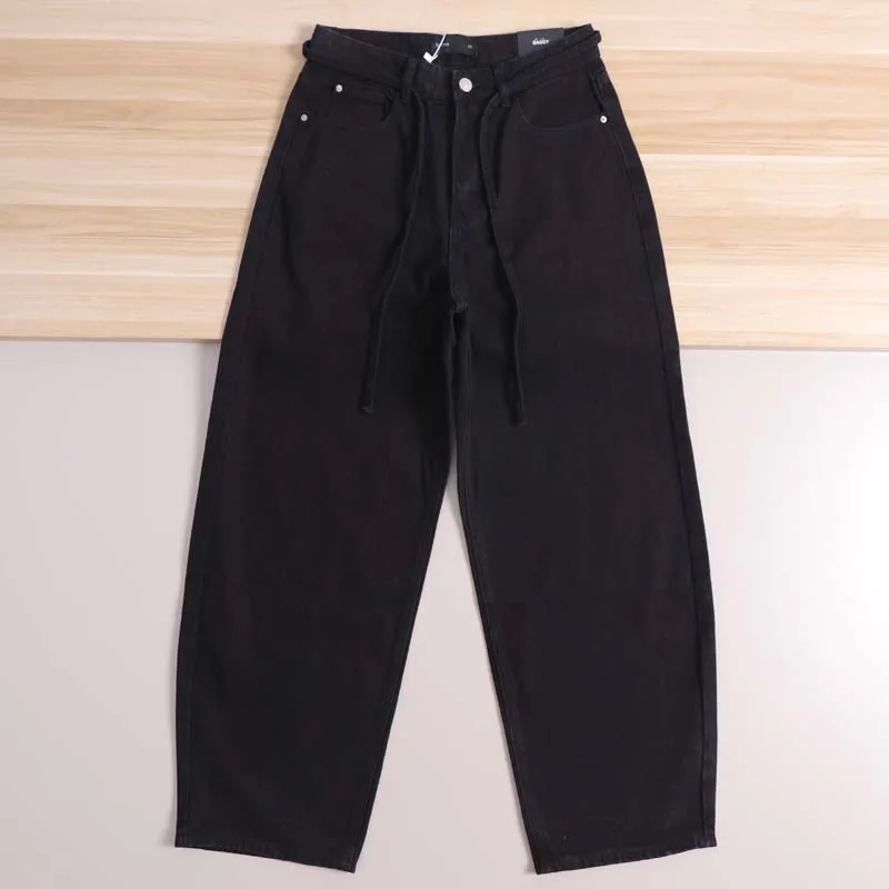 

Heavyweight Bla Denim Jeans Men's Low Waist Loose Fit Breathable Cotton Polyester Blend Spring Faion Versatile Waed Jeans