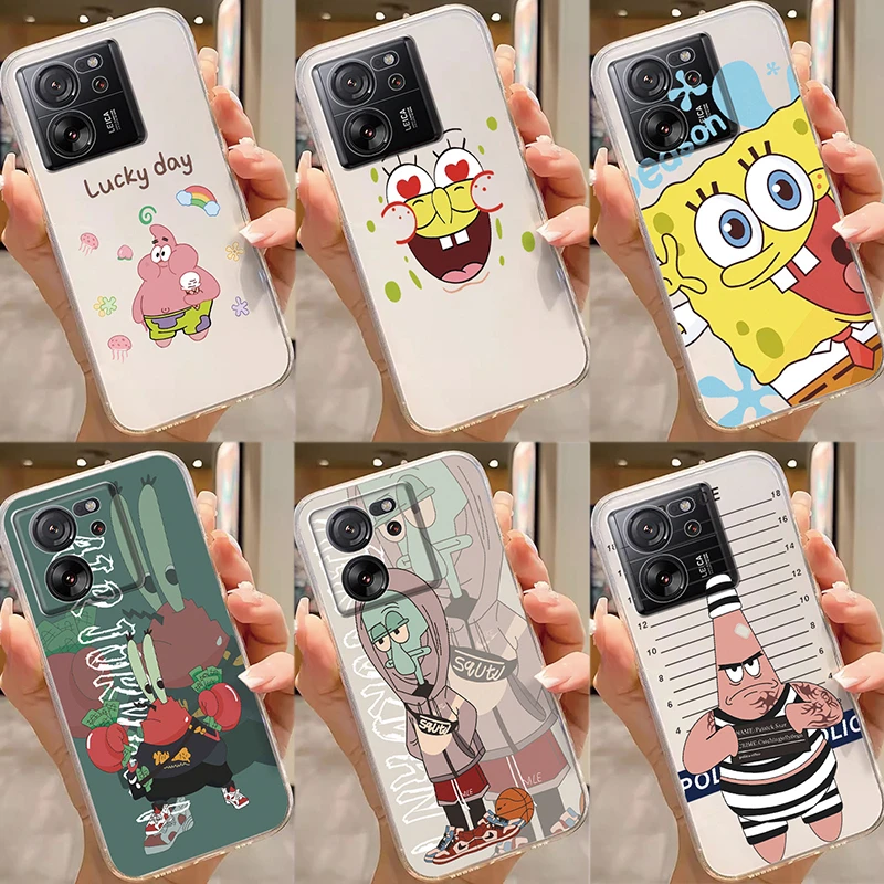 For Xiaomi 13T 13 T Pro Soft Silicone Transparent Protective Capa Sponge-Bob-Patrick-Star Back Cover Fundas For Xiaomi 13T Bags