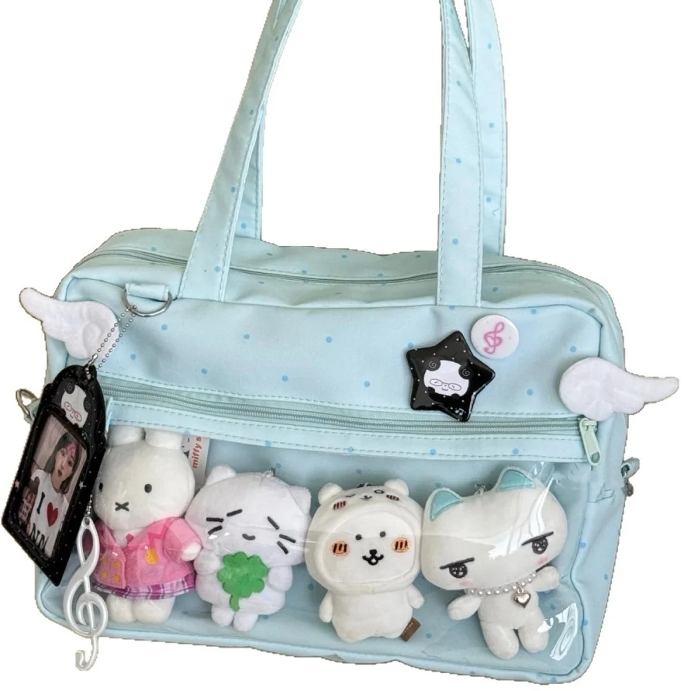 대학생 스타일 일본 오리지널 대용량 페인 백 학생 일상 다용도 레저 숄더백 귀여운 출퇴근용 아기 가방