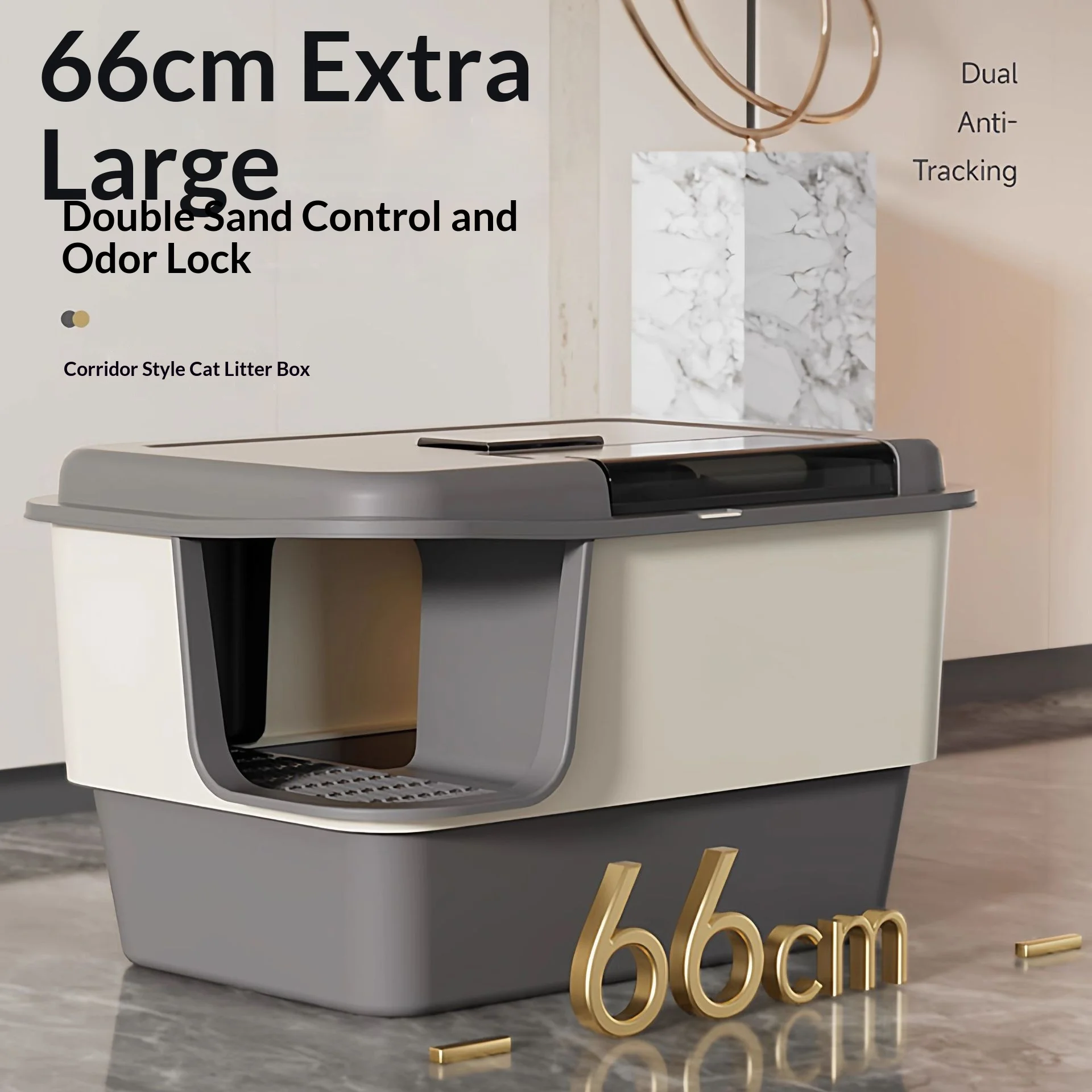 

Extra Large Enclosed Hallway Cat Litter Box, Anti-Splash Tunnel Kitty Toilet, Odor Control for Kitten & Cat, Giant Litter Pan