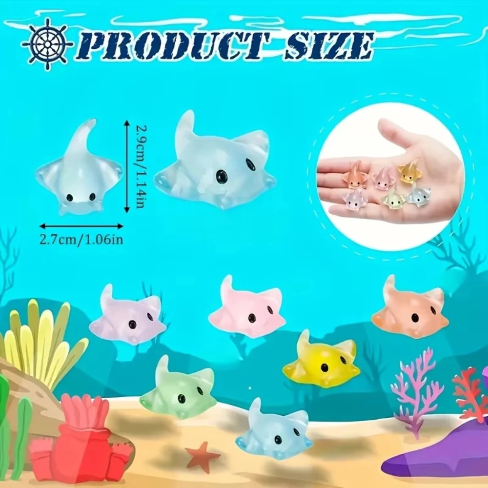 6/12/18PCS Glow in Dark Mini Devil Fish Figurines Realistic Sea Animal Model Aquarium Decor Random Colors