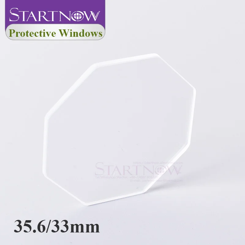 Startnow Octagon Laser Protective Windows Fused Silica Optical Lens 33*33*1.65 Plus-H Quartz JGS1 for 10KW Fiber Laser Machine