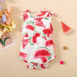 Summer Newborn Infant 0-12Month Baby Girls Romper Watermelon Print Sleeveless Rompers Kids Onepiece Jumpsuit