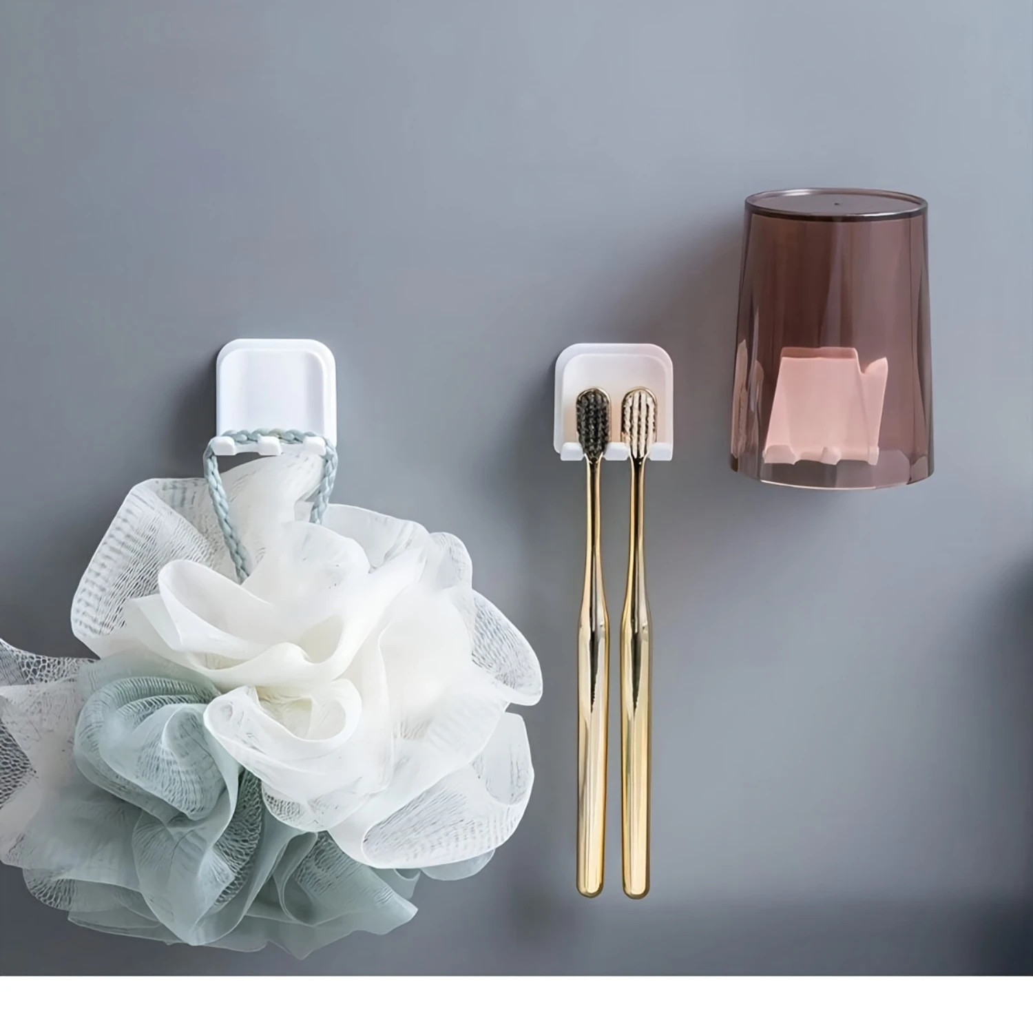 Wall-Mounted Multifunctional Bathroom Organizer - No-Drill  Toothbrush & Cup Holder With Towel Rack, Space-Saving  Solution