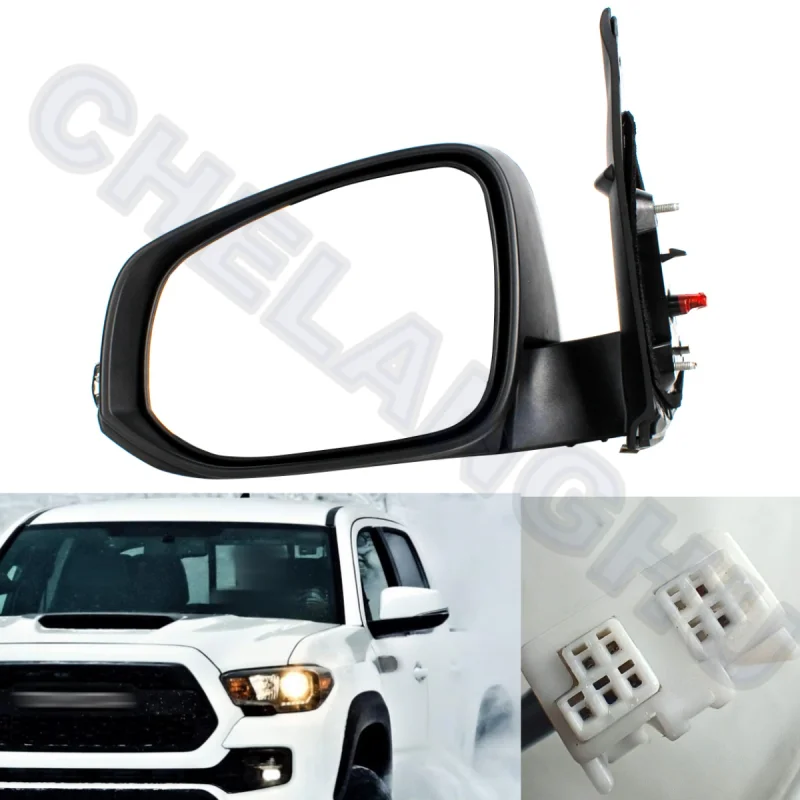 Mirror Assembly For Toyota Tacoma 2016 2017 2018 2019 2020 2021 US Left 7Pins Paintable Heated Power Adjust Power Fold Turn Lamp